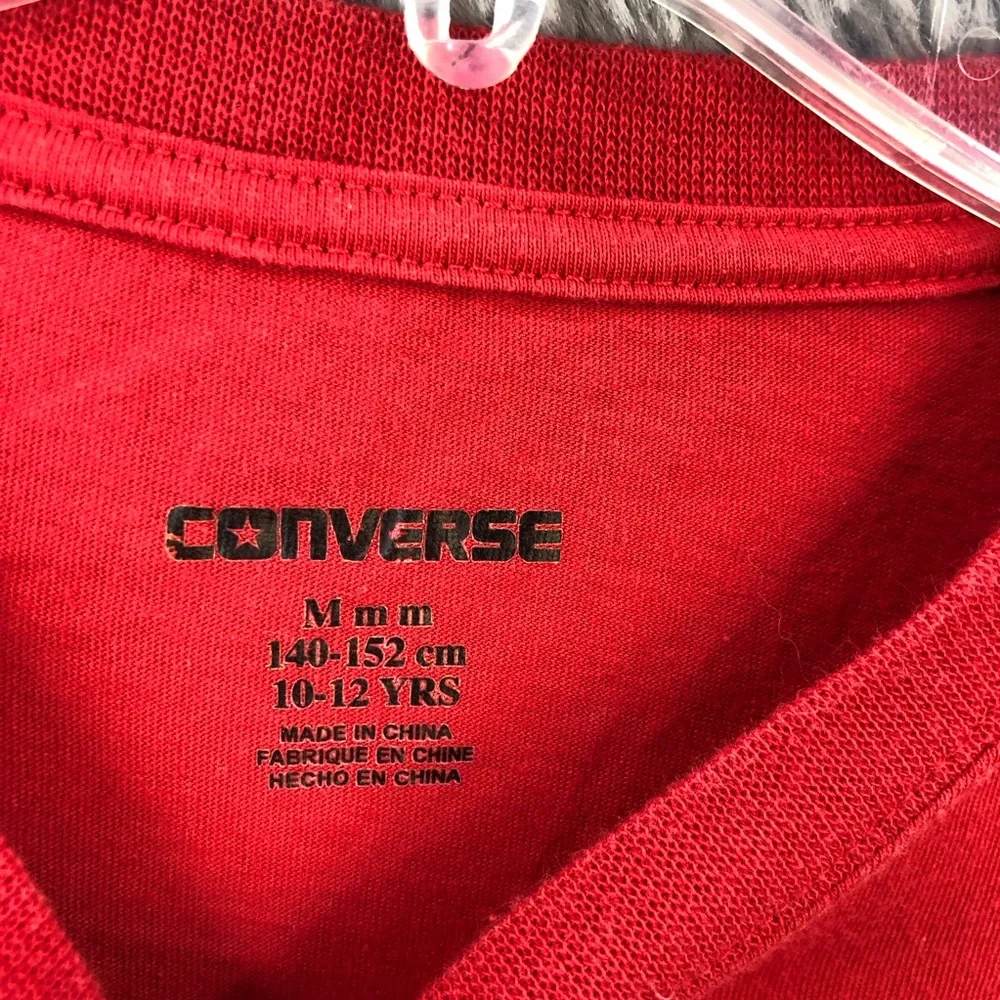 Converse Tshirt All Star Boys Medium Red Spellout Short Sleeve Shirt EUC